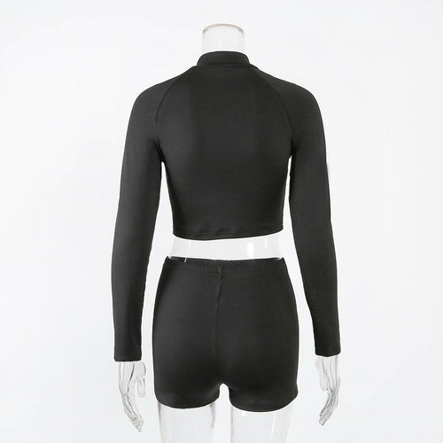 Seamless Black Yoga Set Women Gym Clothes Fashion Long Sleeve Zipper